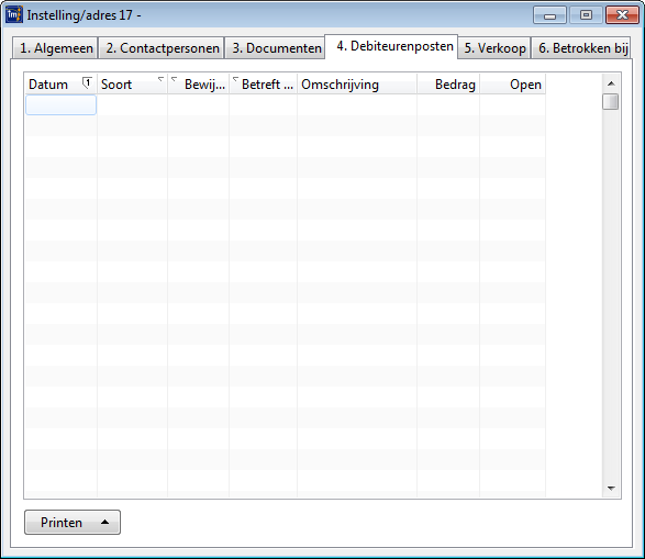 Debiteurenposten instelling