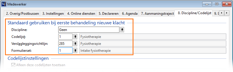 standaard gebruiken bij eerste behandeling