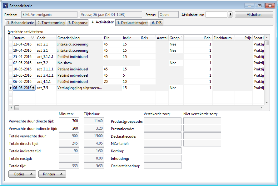 Behandelserie Activiteiten