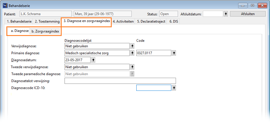 behandelserie diagnose en zorgvraagindex