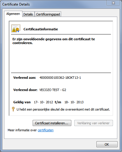 certificaat informatie