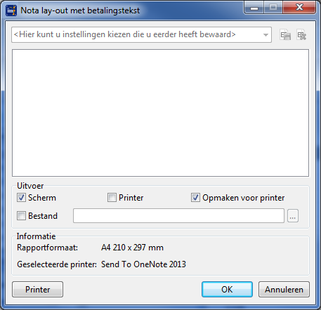 nota lay-out met betalingstekst