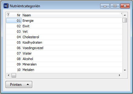 nutriëntcategoriën