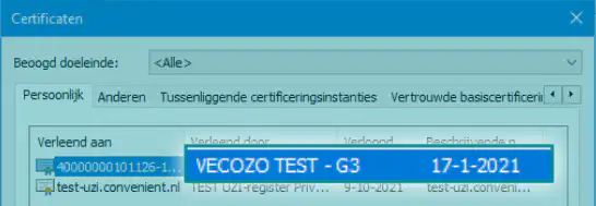 Vecozo certificaat invoegen stap 3
