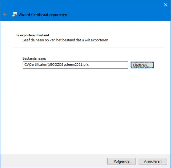 Vecozo certificaat invoegen stap 8