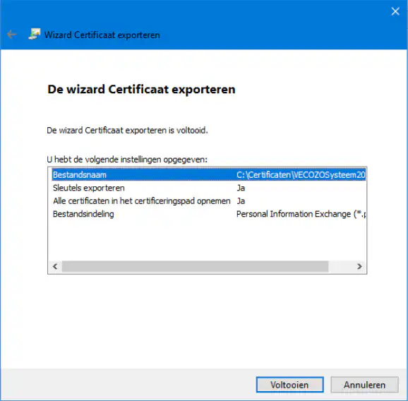 Vecozo certificaat invoegen stap 9