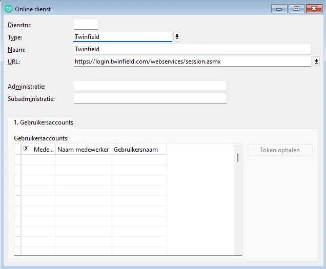 Twinfield Online dienst opties