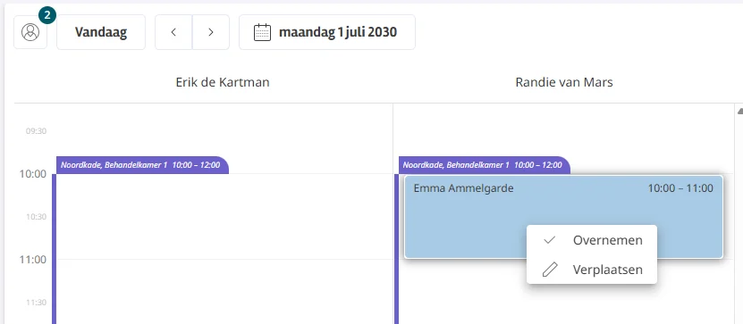 Voorbeeld afspraak overnemen
