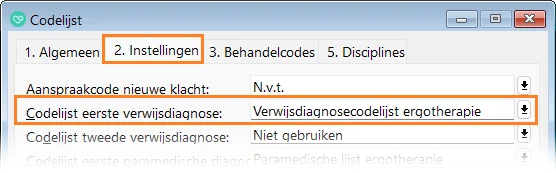 Voorbeeld instellingen fysiotherapie