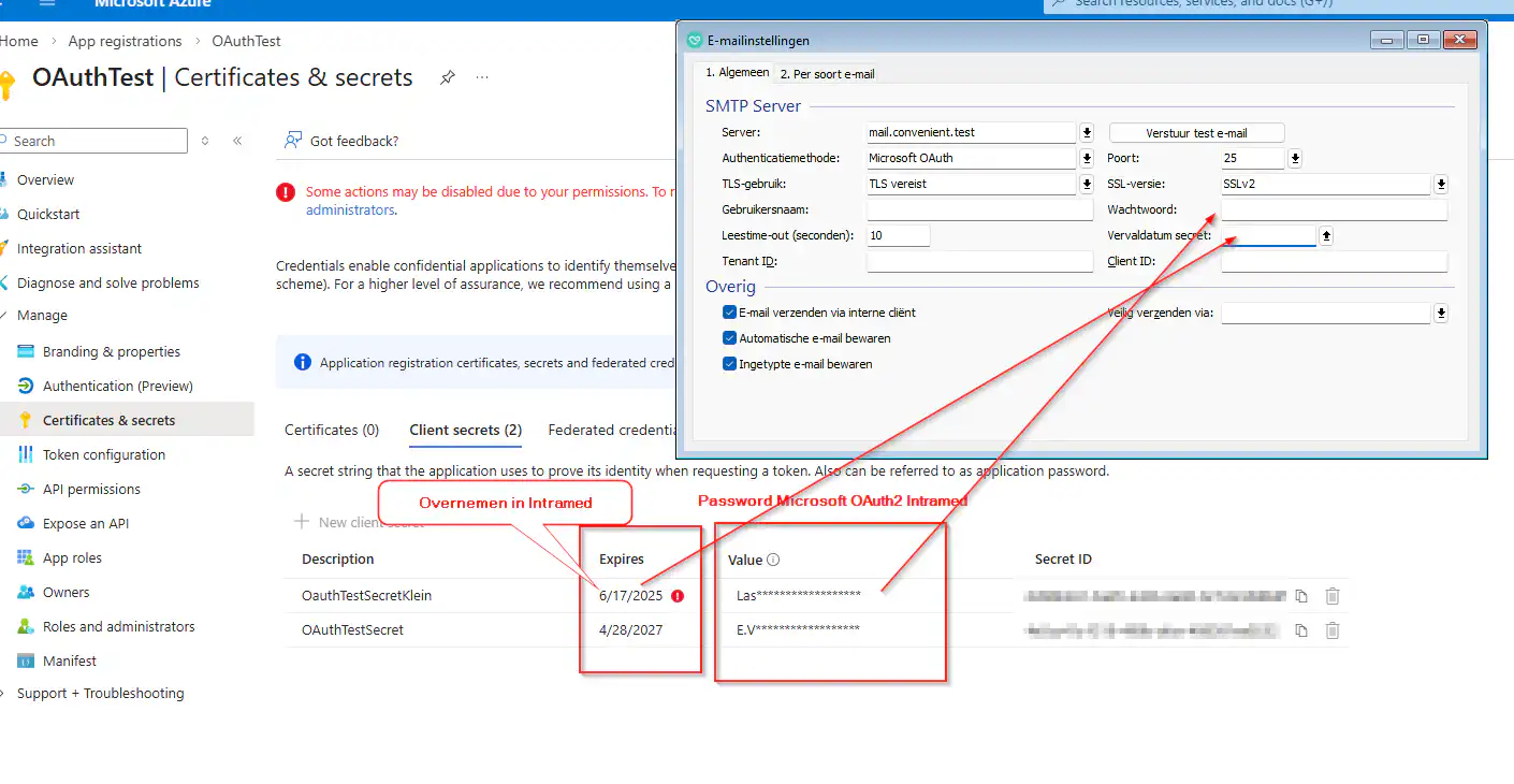 Wachtwoord en vervaldatum van de Secret
