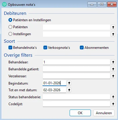 opbouwen nota voor de incasso