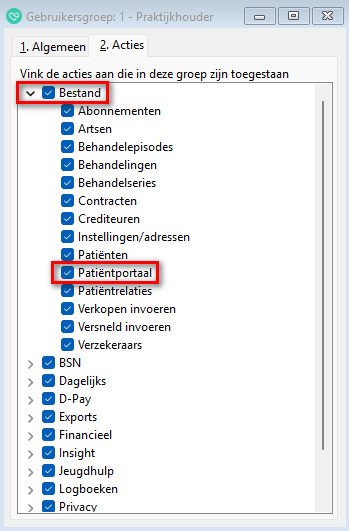 Rechten in de groep instellen