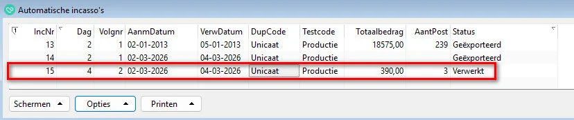 status van betaling verondersteld naar status verwerkt