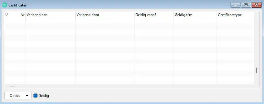 Certificaten venster leeg