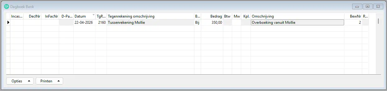 een dagboek bank met een mollie post