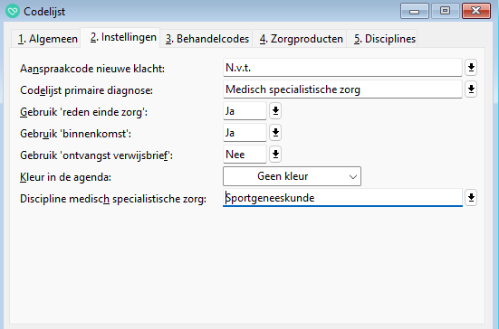 tab 2 van de codelijst MSZ