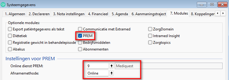 er moet in de systeemgegevens op tab 7 de prem aangevinkt worden