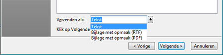 met welke opties je de brief kan verzenden