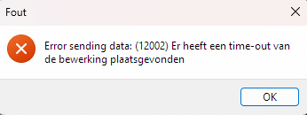 melding over error sending data 12002