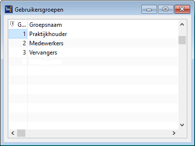 Venster met gebruikersgroepen