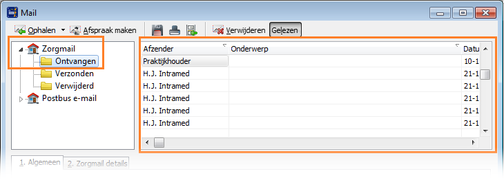 berichten ontvangen voor zorgmail