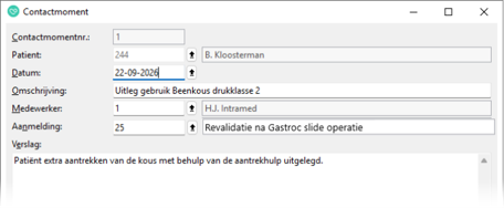 toevoegen van een contact moment